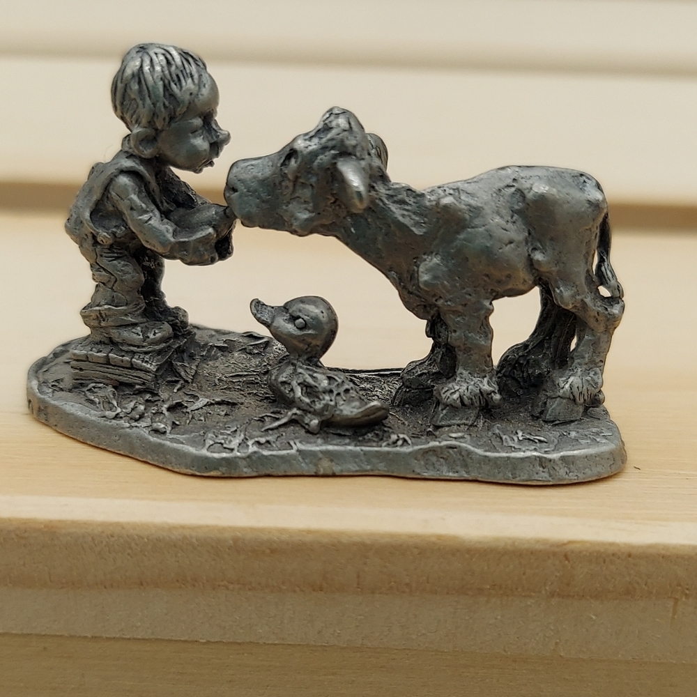 Pride And Joy Boy And His Cow Boyd Perry Pewter Figurine
